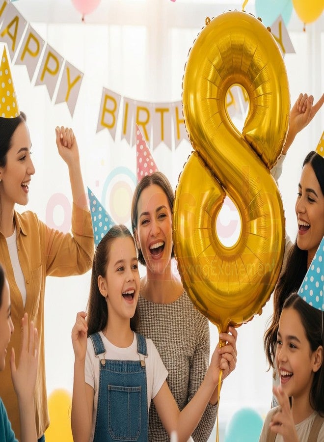 بروبسيكل بالون هيليوم ذهبي اللون من بروبسيكل، مقاس 32 بوصة، على شكل الرقم 8، لتزيين حفلات أعياد الميلاد | بالونات على شكل الرقم 8، مناسبة لأعياد الميلاد/الذكرى السنوية | الرقم 8 - Image 5